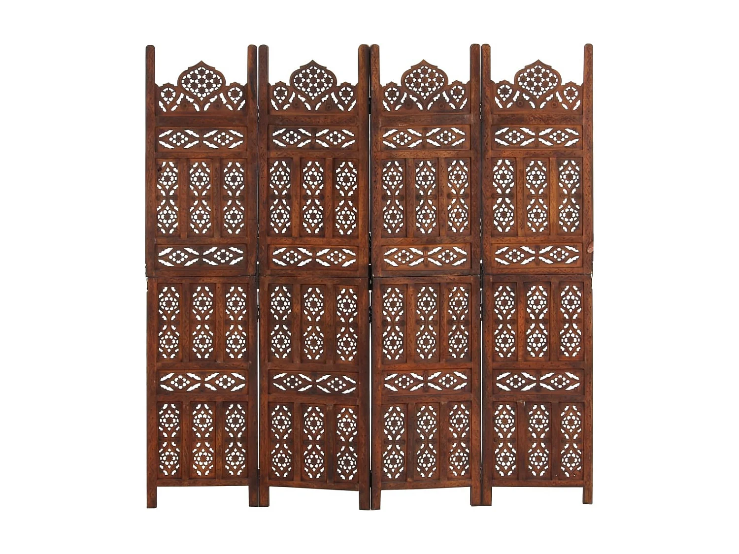 Parede divisória 4 painéis Castanho 160x165cm Madeira de mangueira