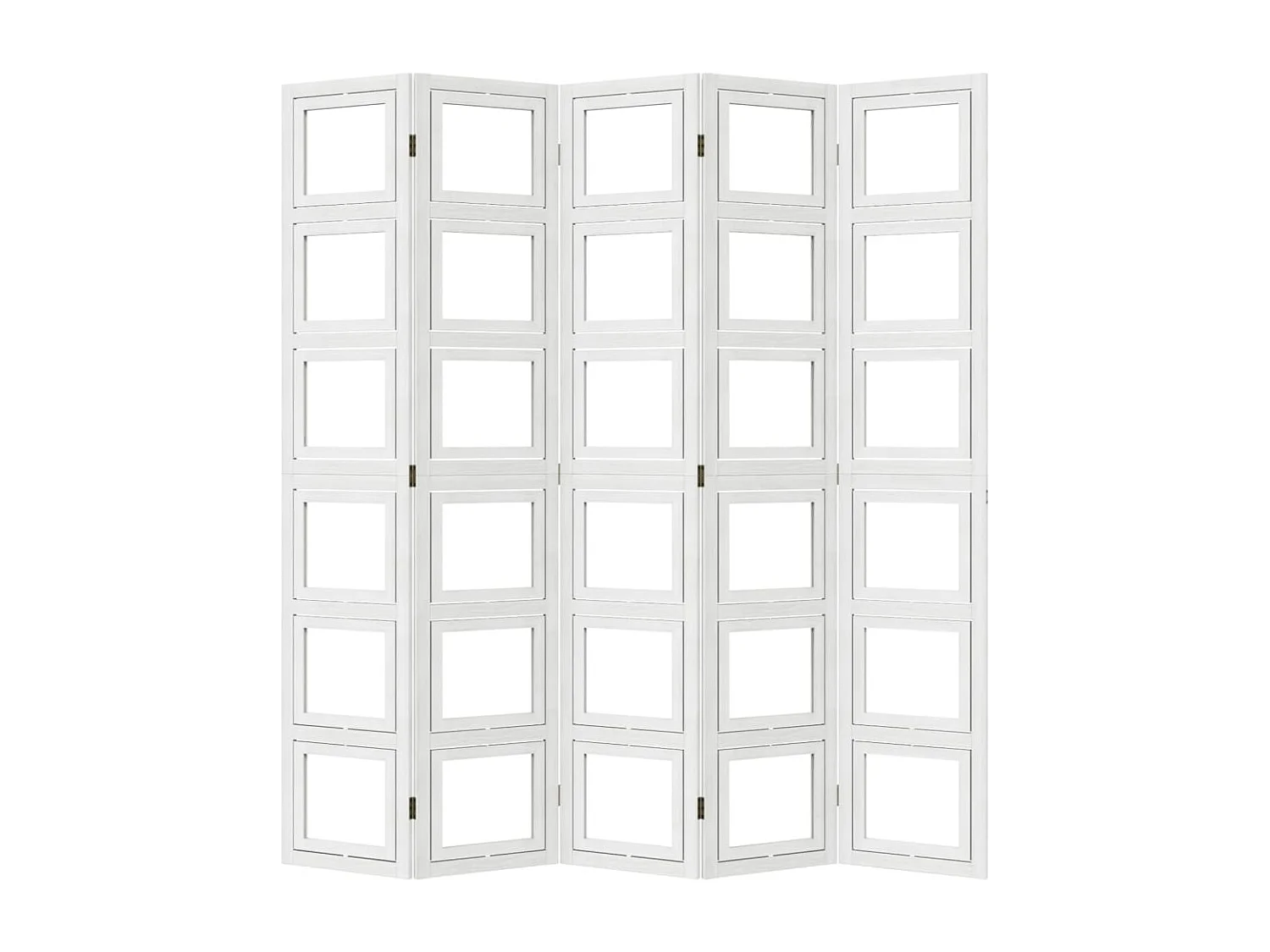 Cloison de séparation 5 panneaux blanc bois de paulownia massif