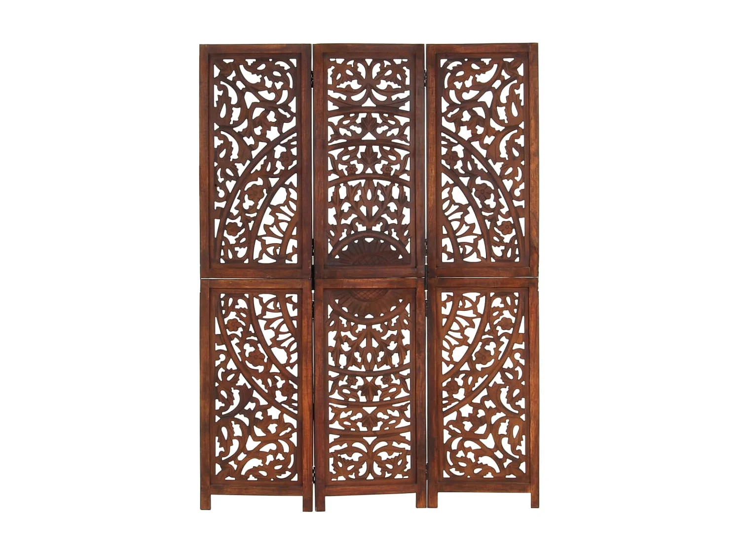 Parete divisoria 3 pannelli Marrone 120x165 cm Legno di mango