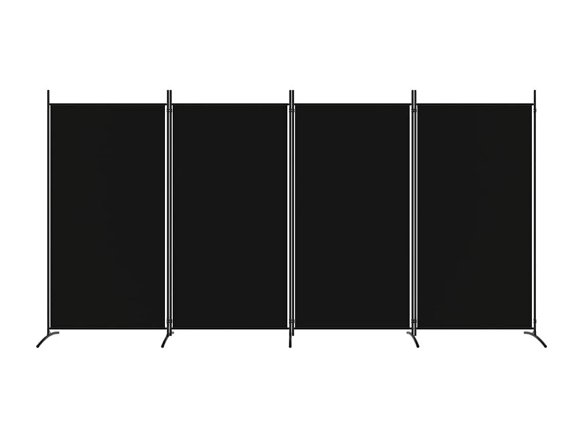 Cloison de séparation 4 panneaux Noir 346x180 cm Tissu