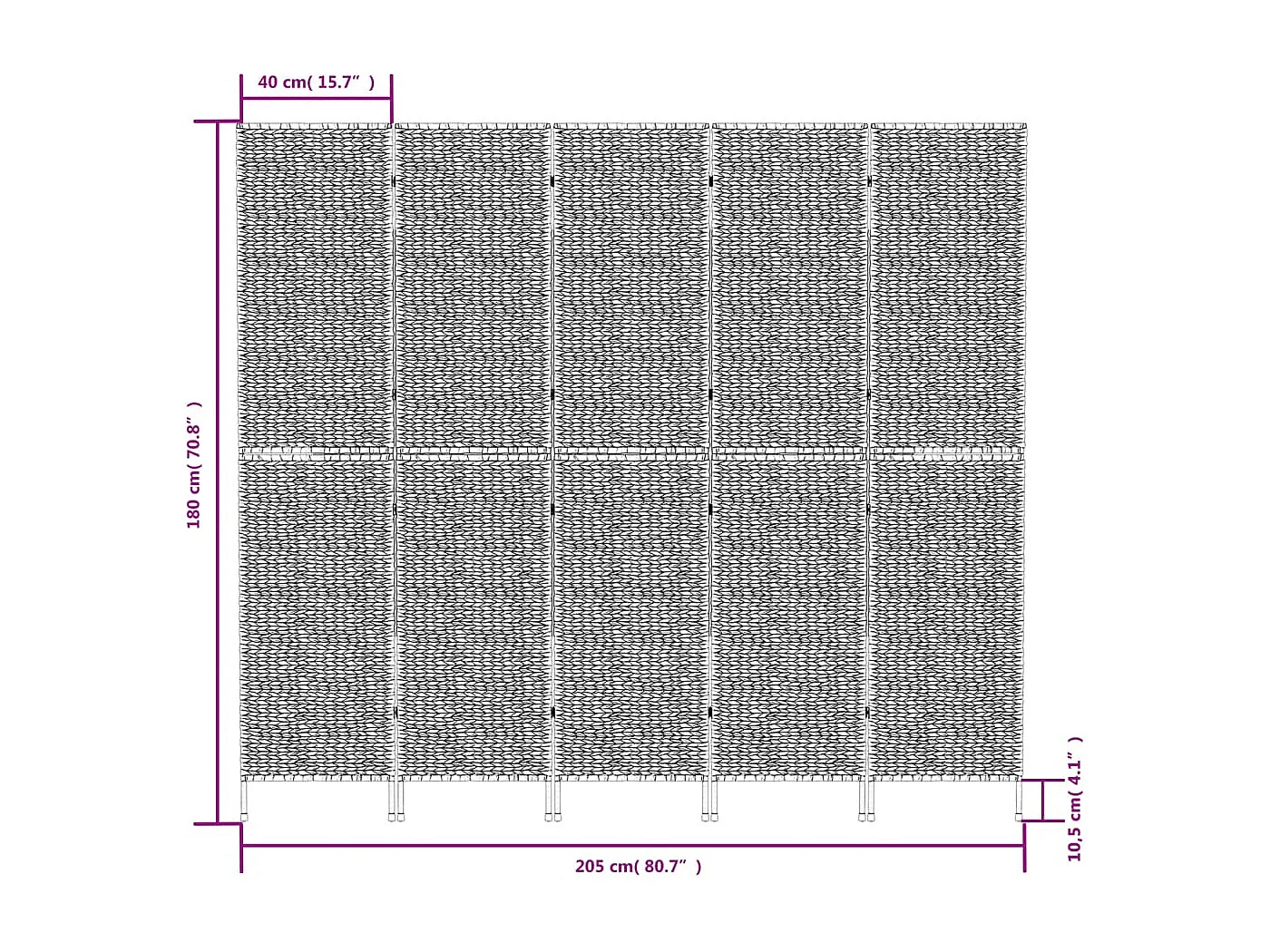 Waterhyacintbruine scheidingswand met 5 panelen