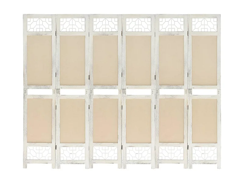 Parede divisória 6 painéis Creme 210x165 cm Tecido