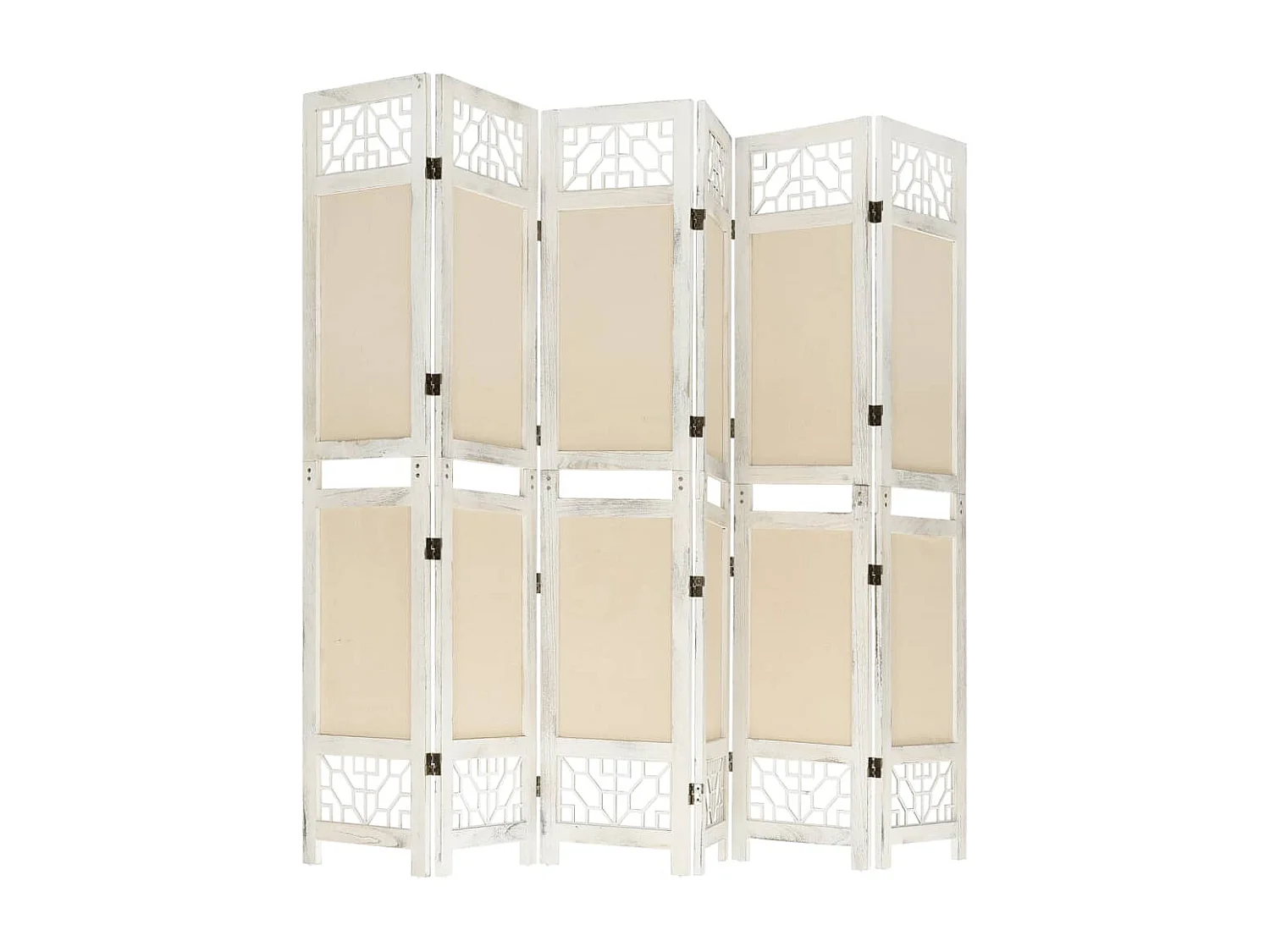 Trennwand 6 Paneele Creme 210x165 cm Stoff