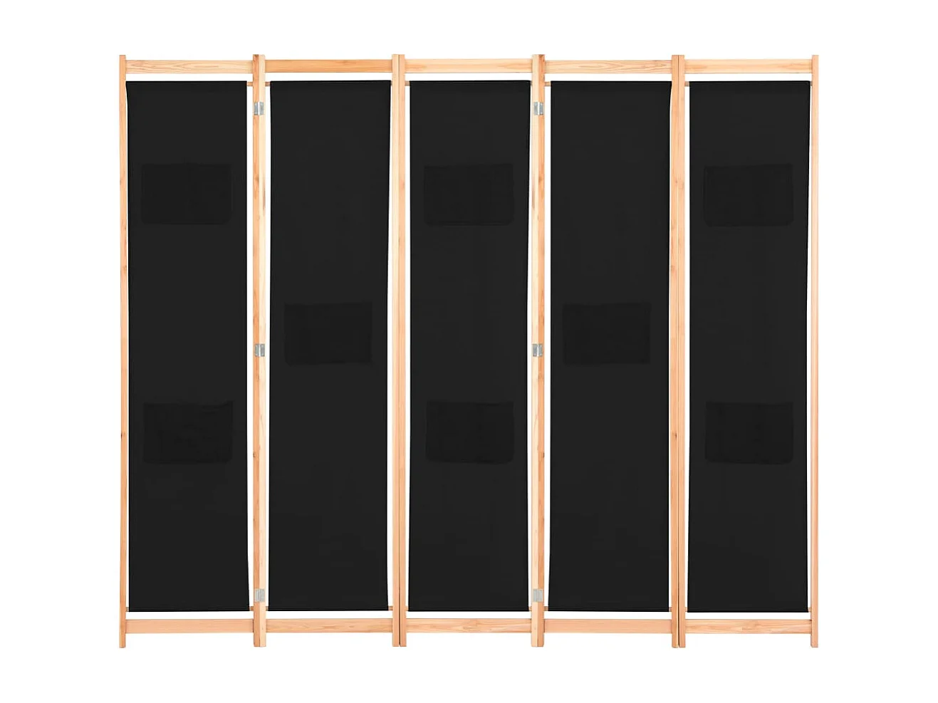 Cloison de séparation 5 panneaux Noir 200 x 170 x 4 cm Tissu