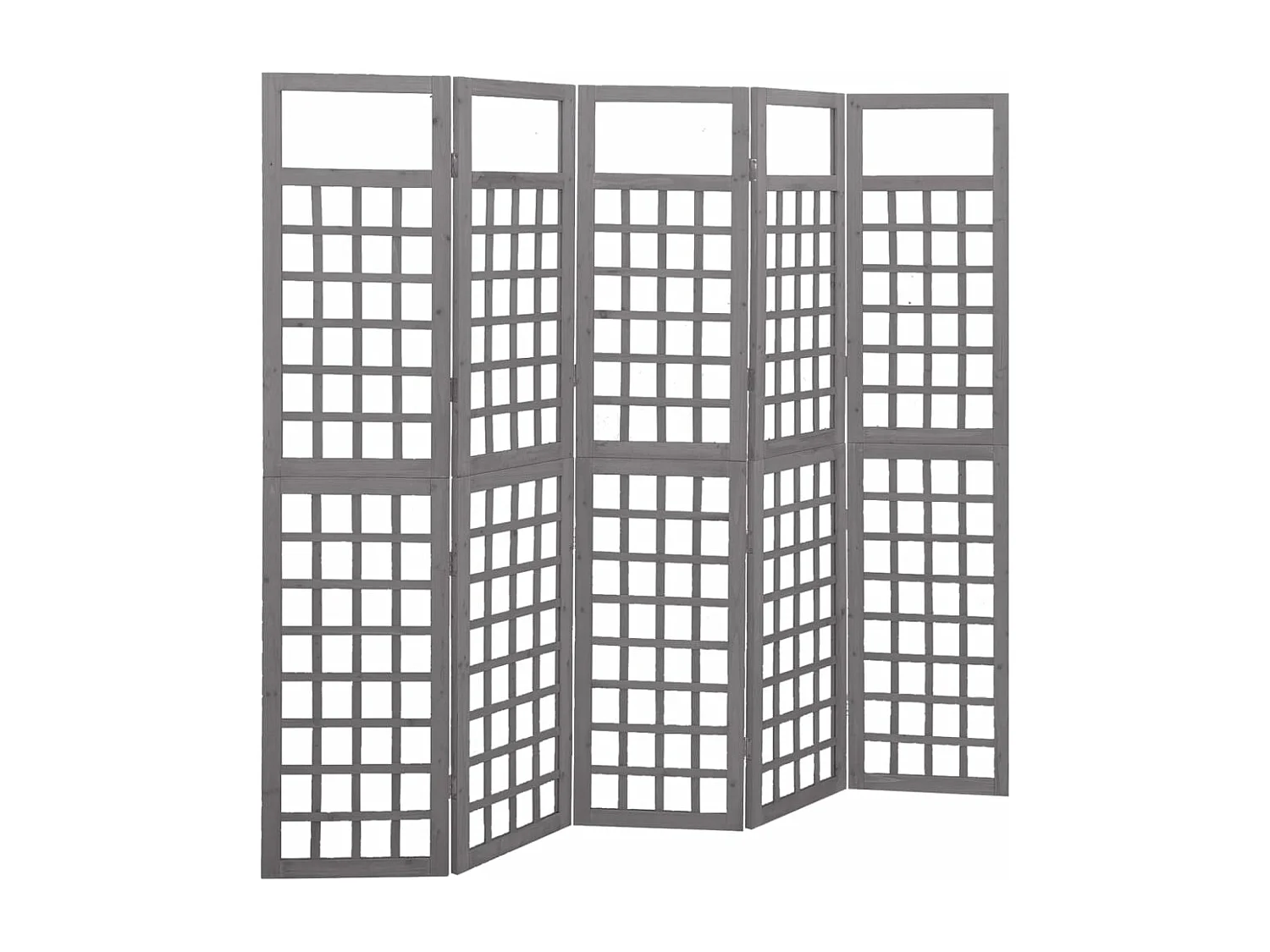 Parete divisoria a 5 pannelli Legno di Pino Grigio 201,5x180 cm