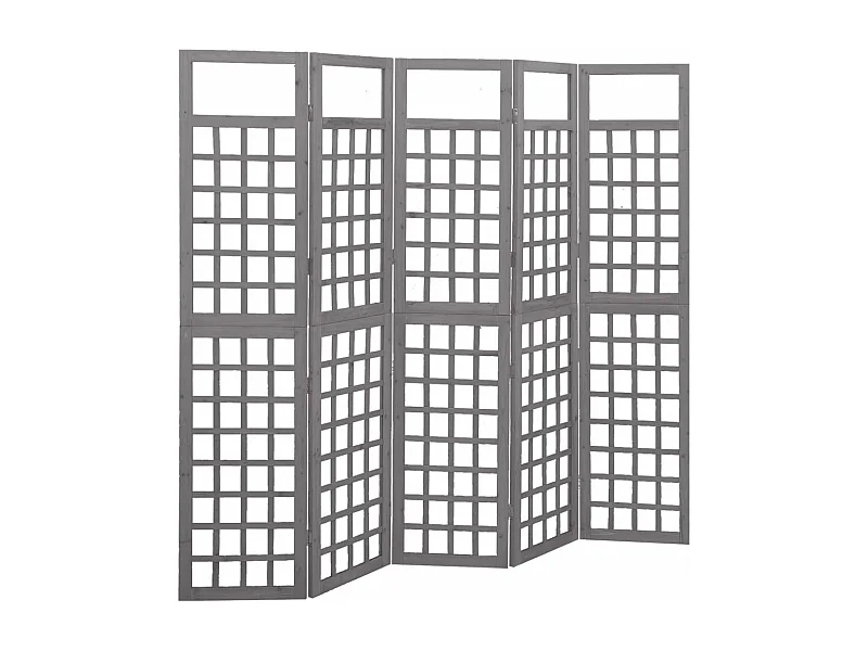 Parete divisoria a 5 pannelli Legno di Pino Grigio 201,5x180 cm