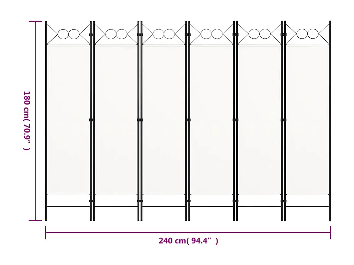 Tabique 6 paneles Blanco 240x180 cm