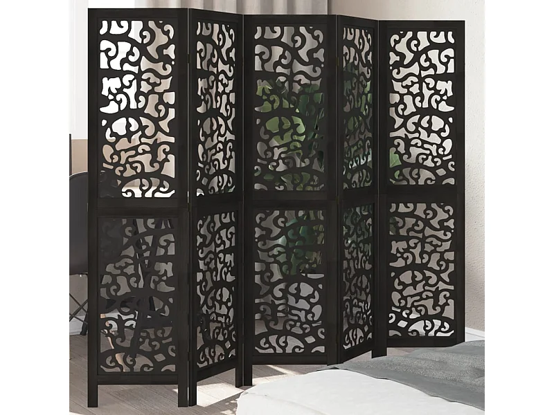 Tabique negro de 5 paneles de madera maciza de paulownia