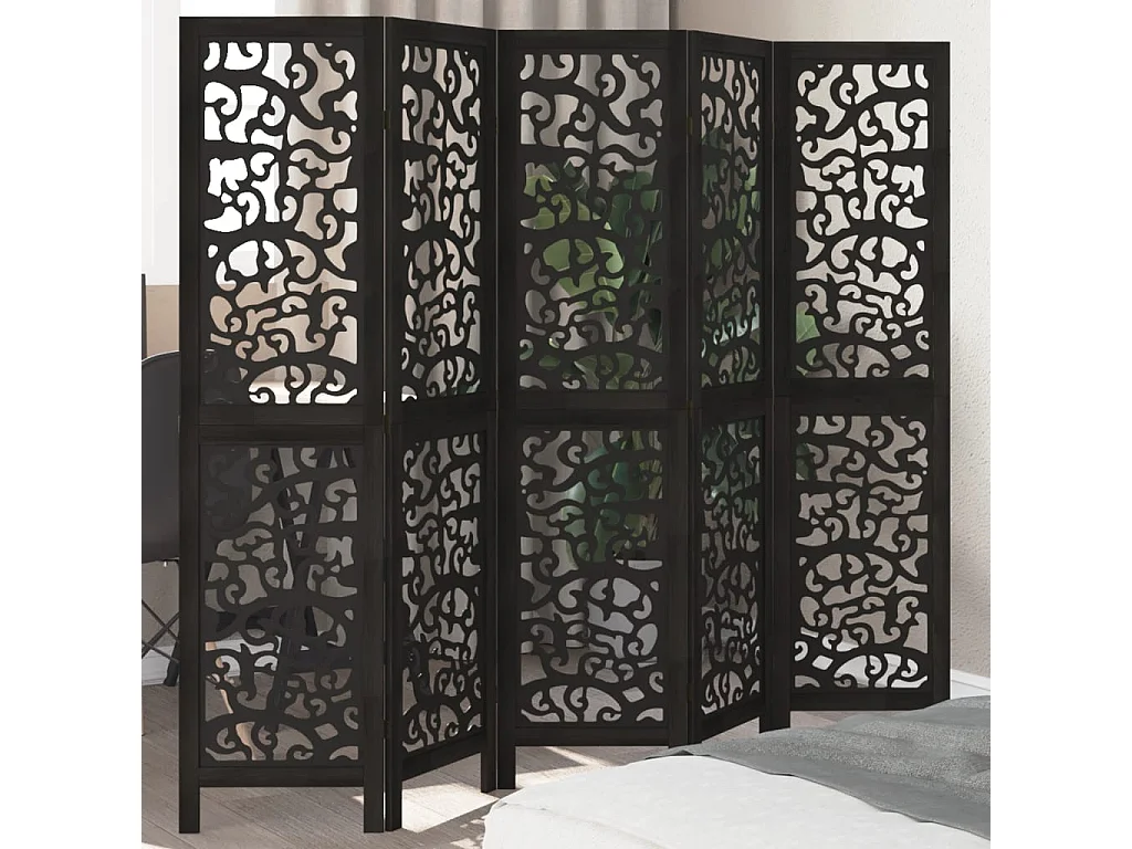 Tabique negro de 5 paneles de madera maciza de paulownia