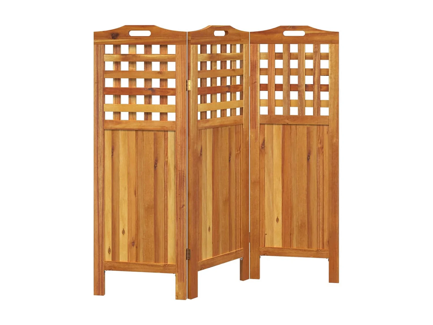 Cloison de séparation 3 panneaux 121,5x2x115 cm Bois d'acacia