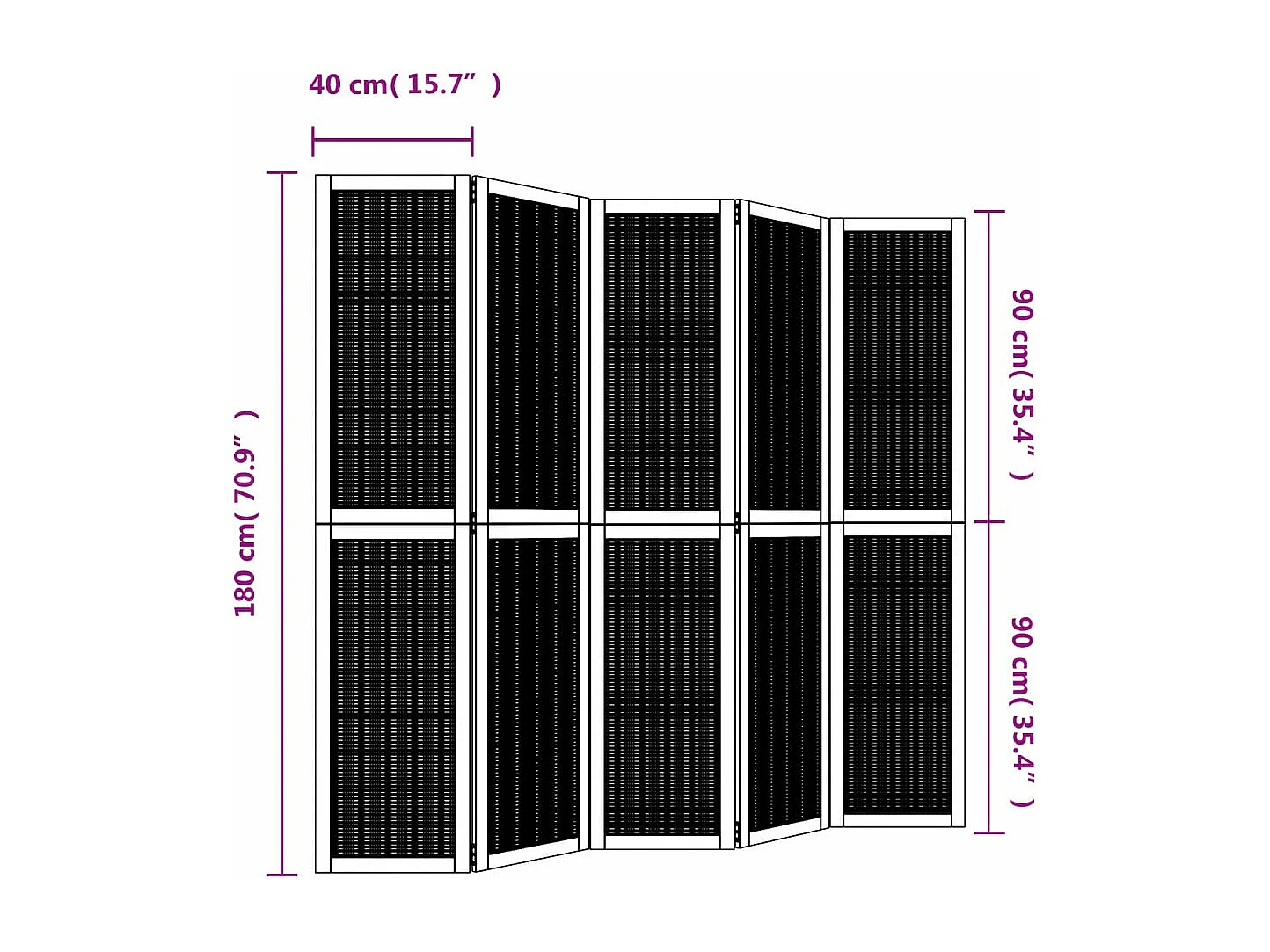 Scheidingswand 5 bruine panelen massief paulowniahout