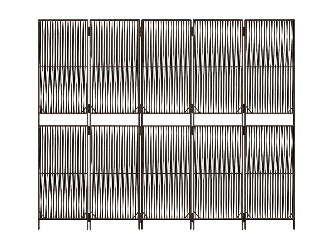 Parede divisória de resina tecida marrom com 5 painéis