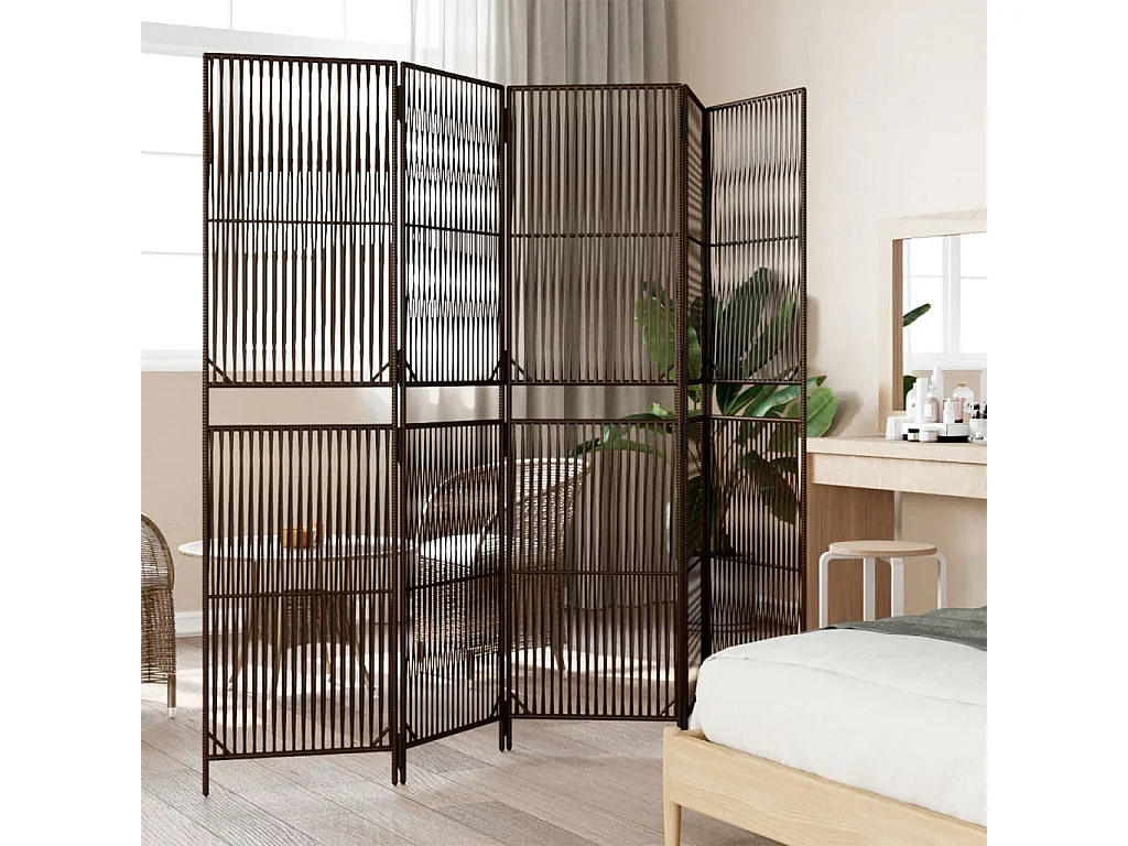 Bruin geweven harsscheidingswand met 5 panelen