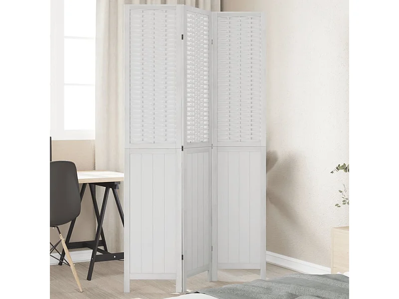 Parete divisoria 3 pannelli in legno massello di paulownia bianco