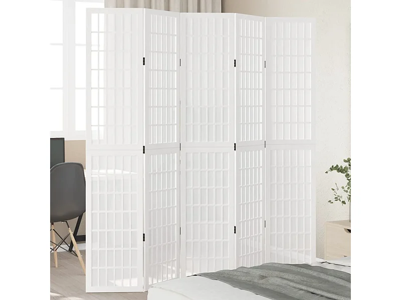 Trennwand 5 Paneele aus weißem massivem Paulownia-Holz