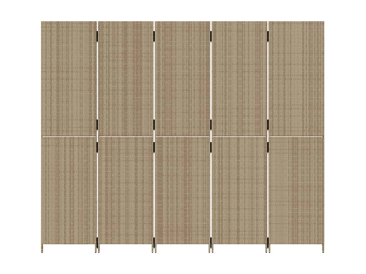 Parete divisoria in resina intrecciata beige a 5 pannelli