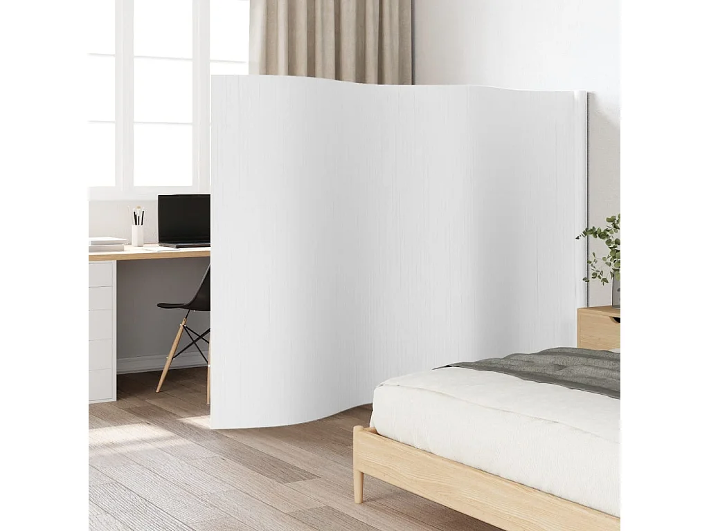 Cloison de séparation blanc 165x400 cm bambou