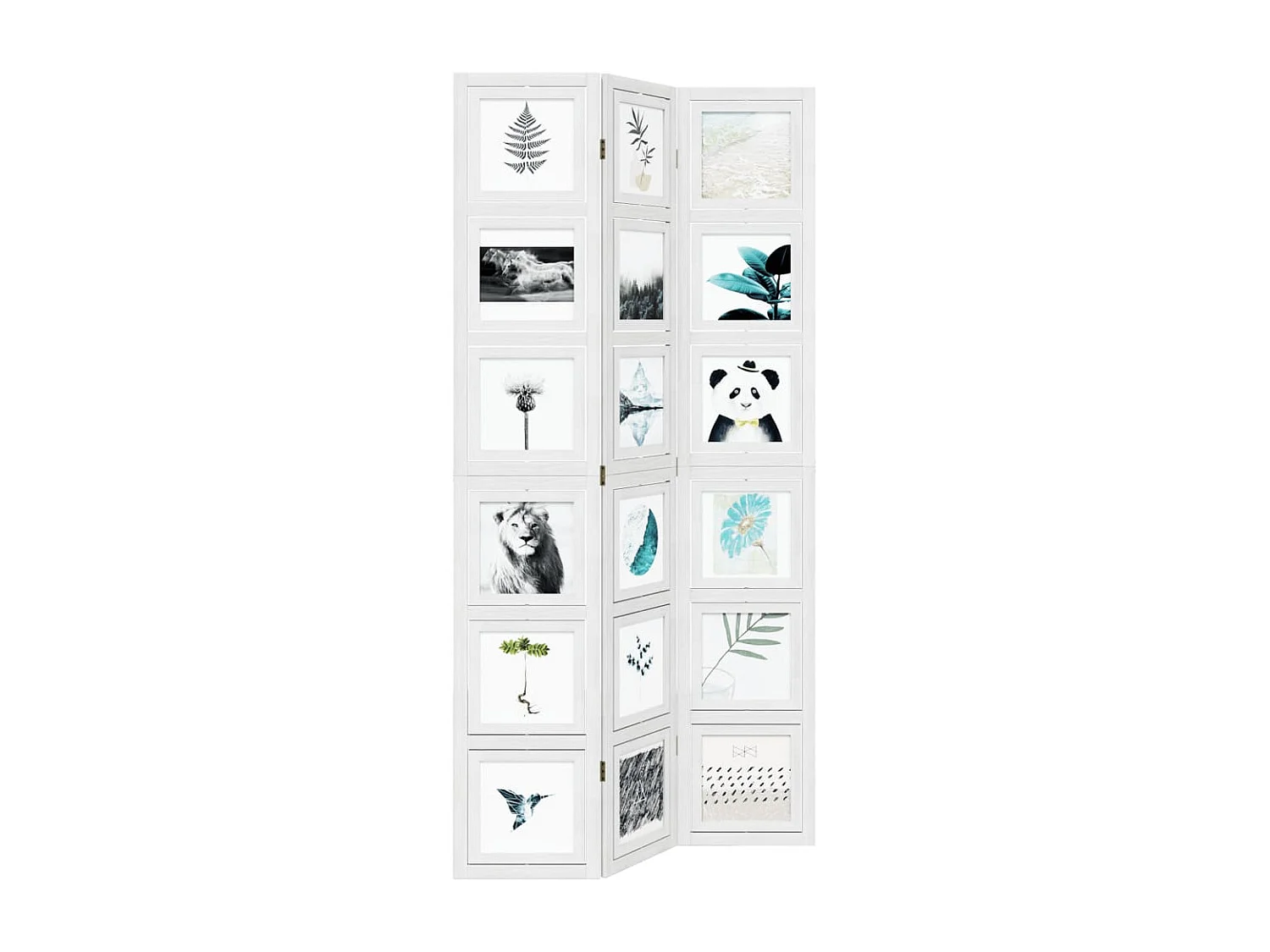 Cloison de séparation 3 panneaux blanc bois de paulownia massif