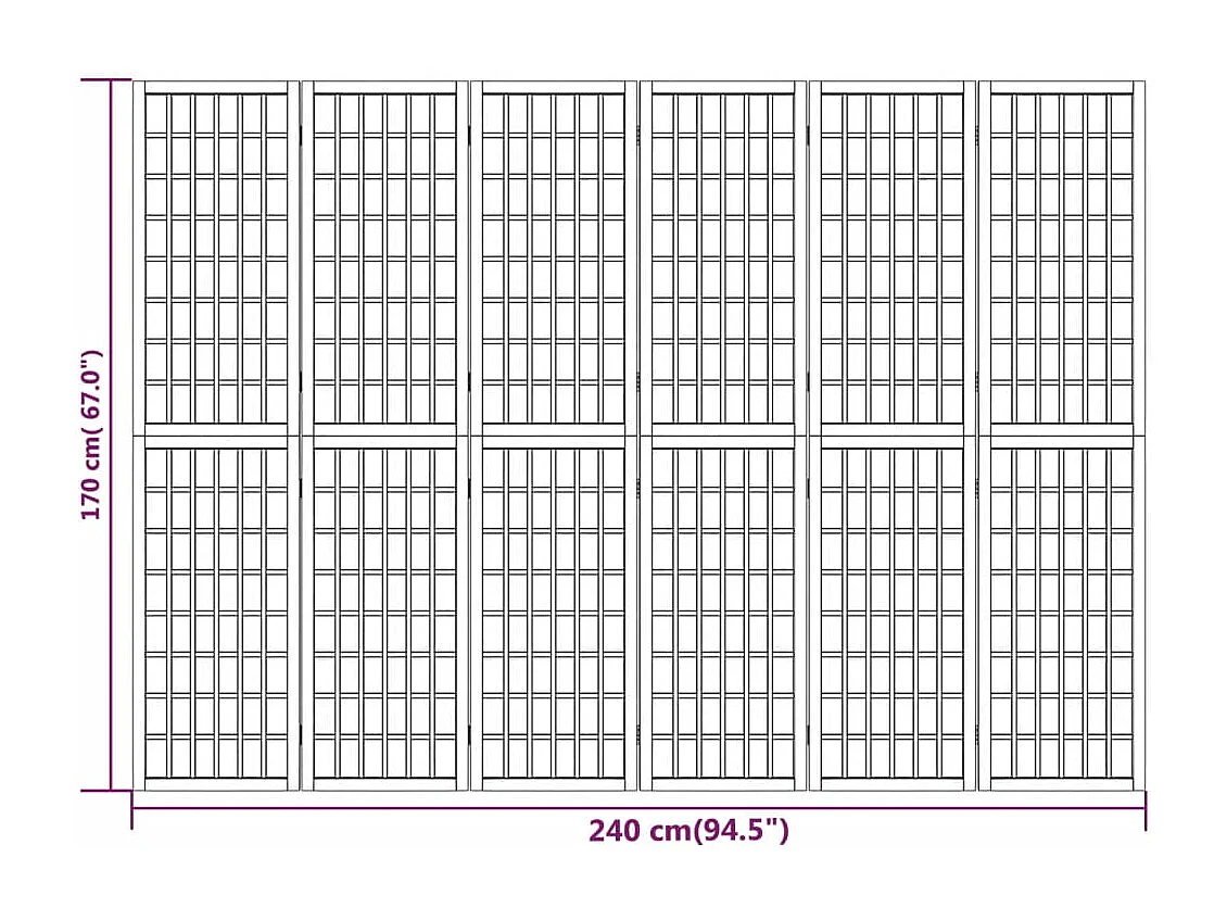 Cloison de séparation pliable 6 panneaux 240x170 cm Noir
