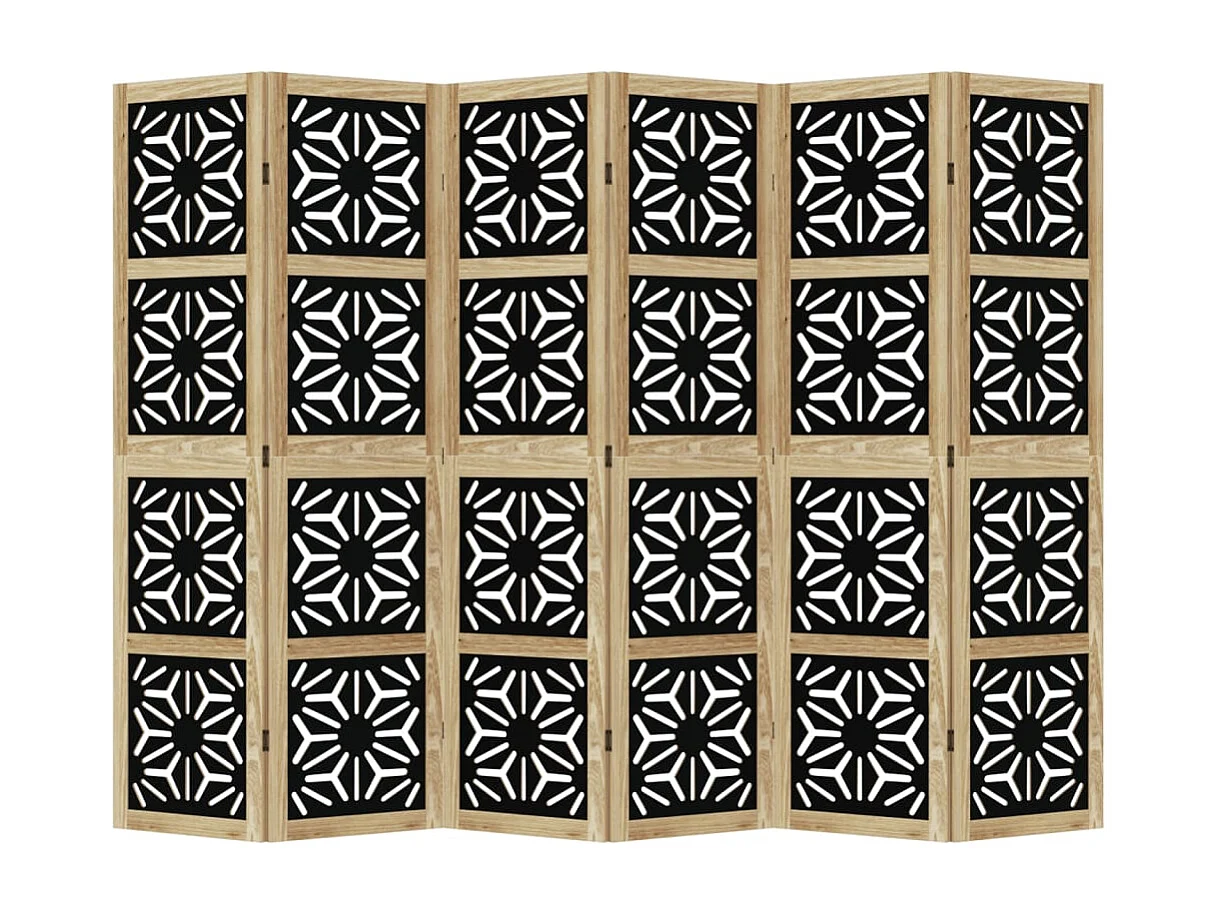 Scheidingswand 6 panelen bruinzwart massief paulownia