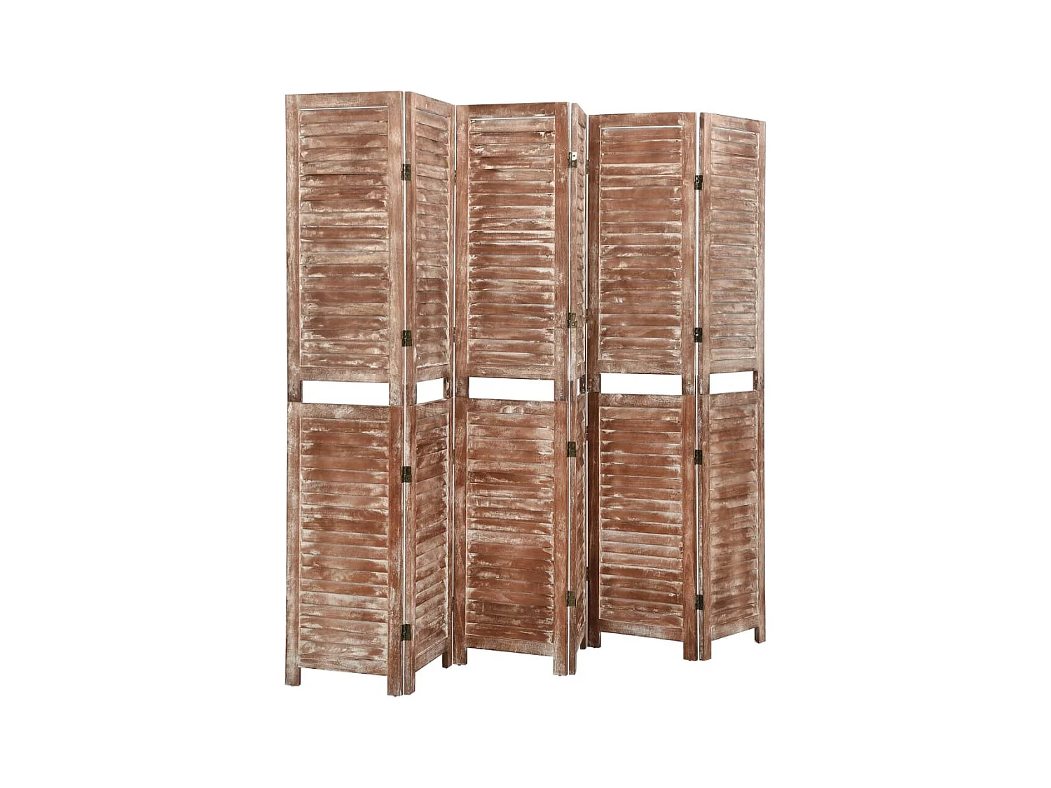 Cloison de séparation 6 panneaux Marron 210x165 cm Paulownia
