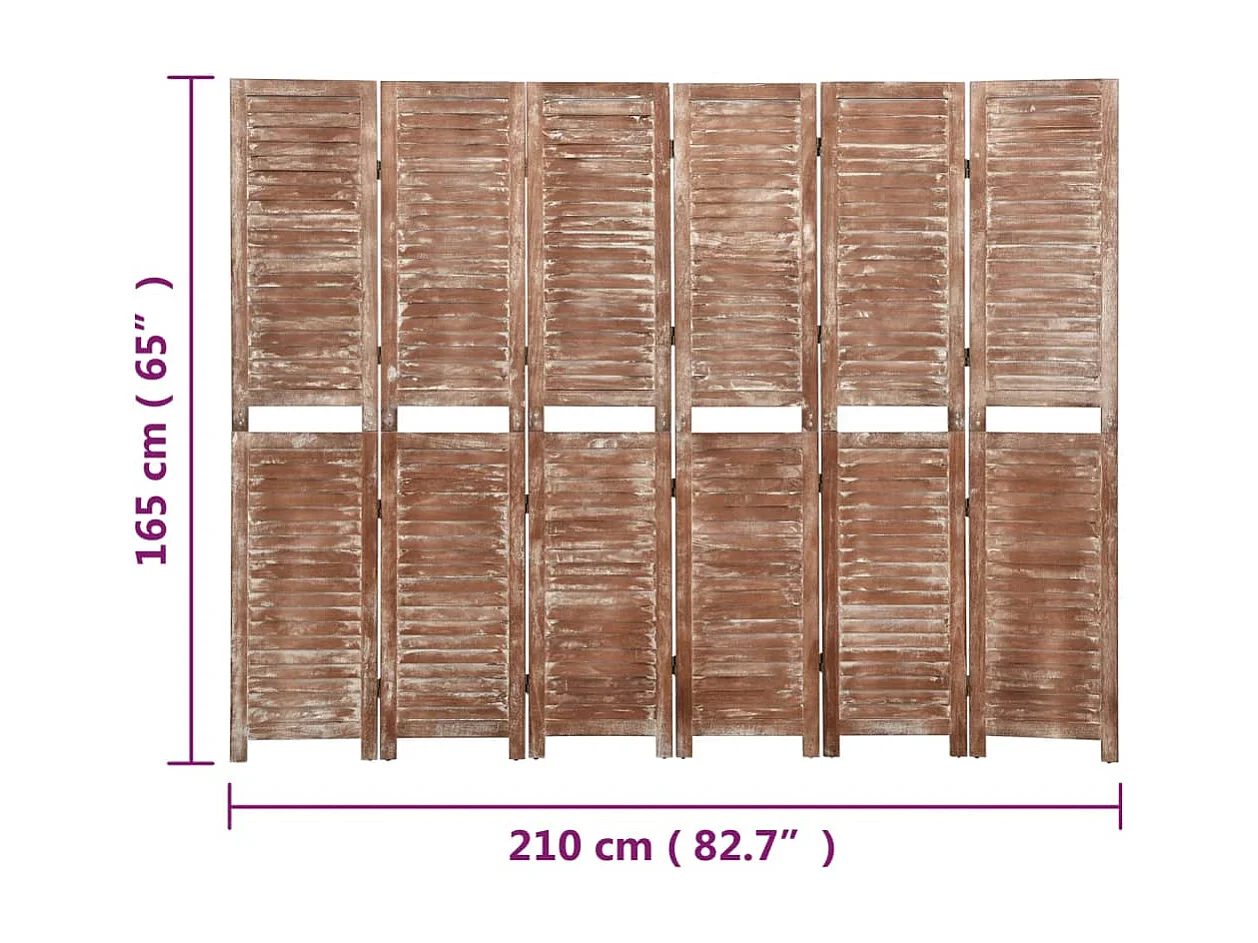 Trennwand 6 Paneele Braun 210x165 cm Paulownia
