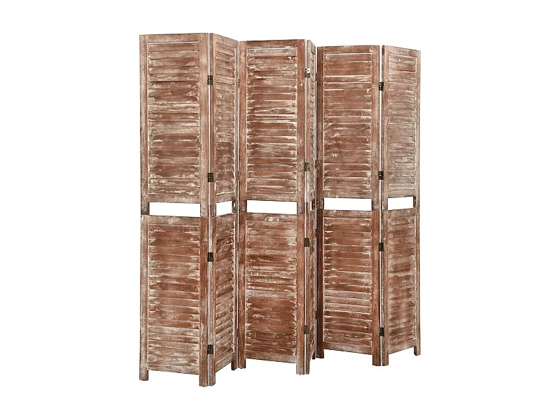 Trennwand 6 Paneele Braun 210x165 cm Paulownia