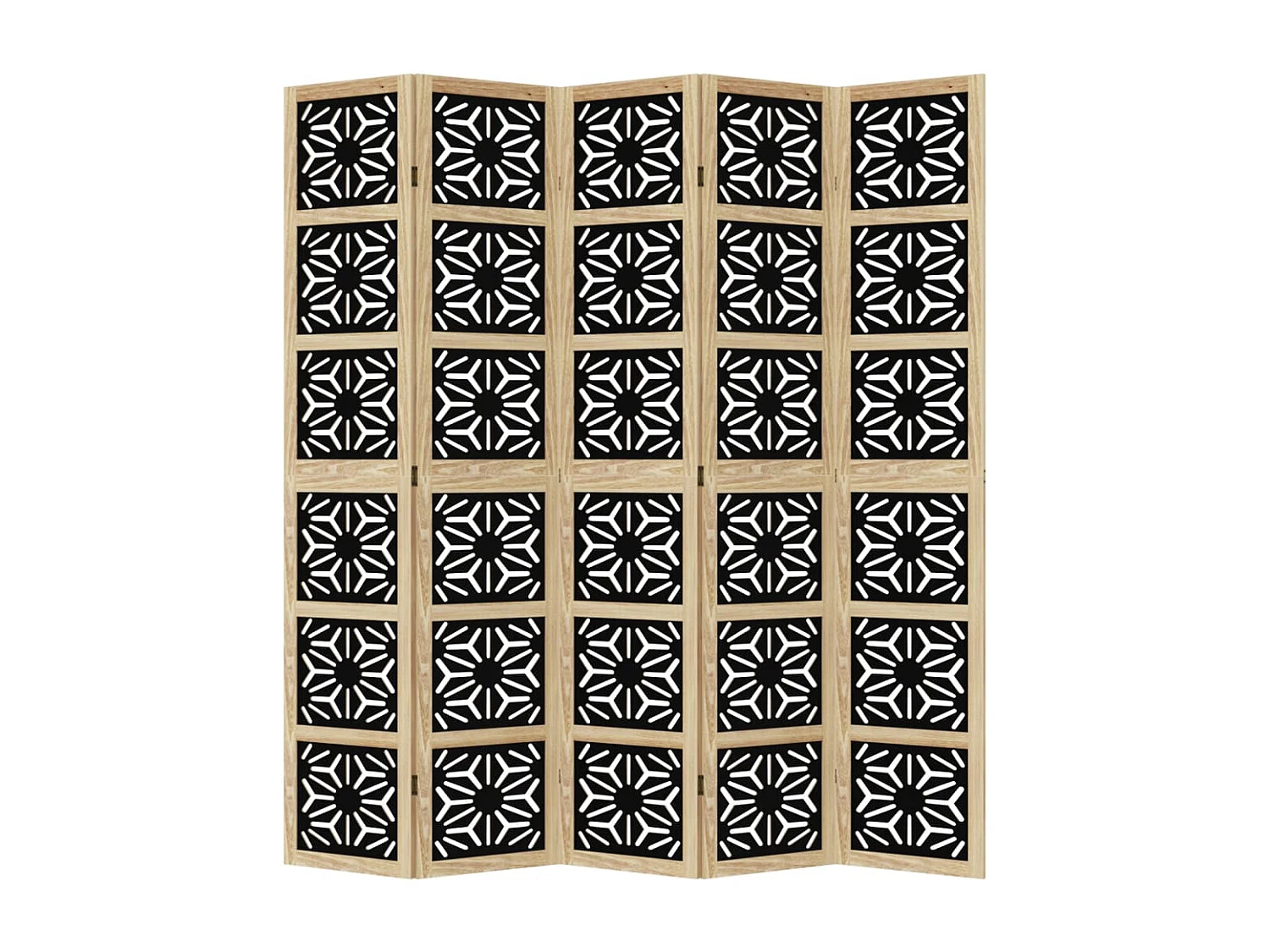 Cloison de séparation 5 panneaux marron noir paulownia massif