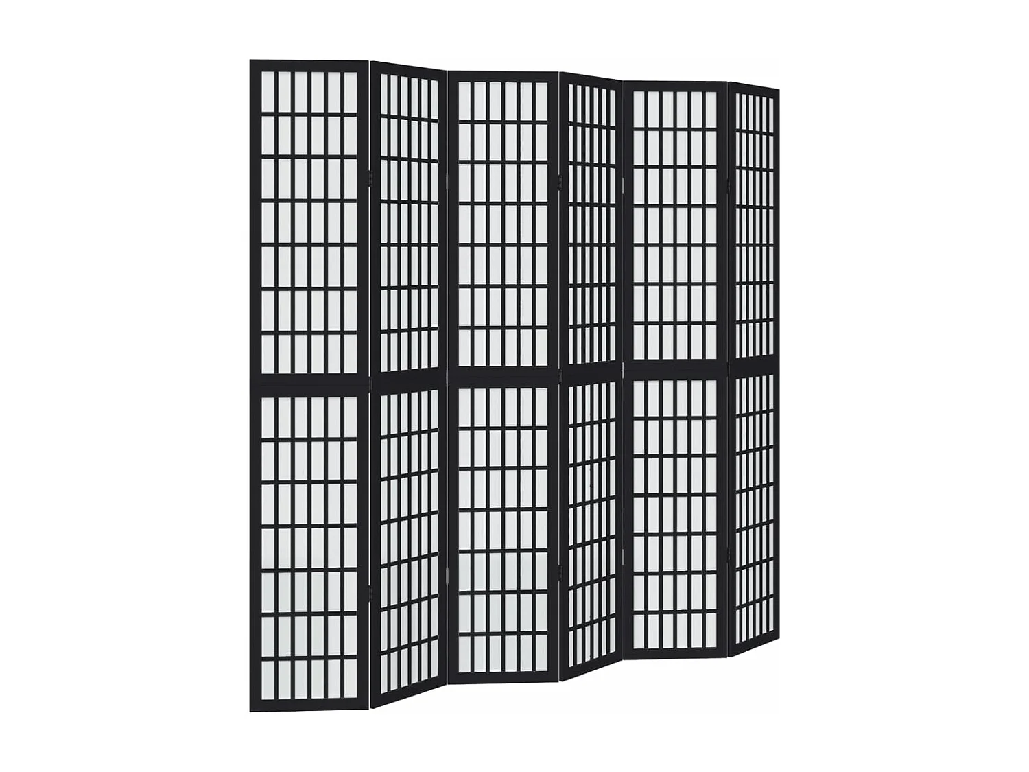 Parete divisoria nera a 6 pannelli in legno massello di paulownia