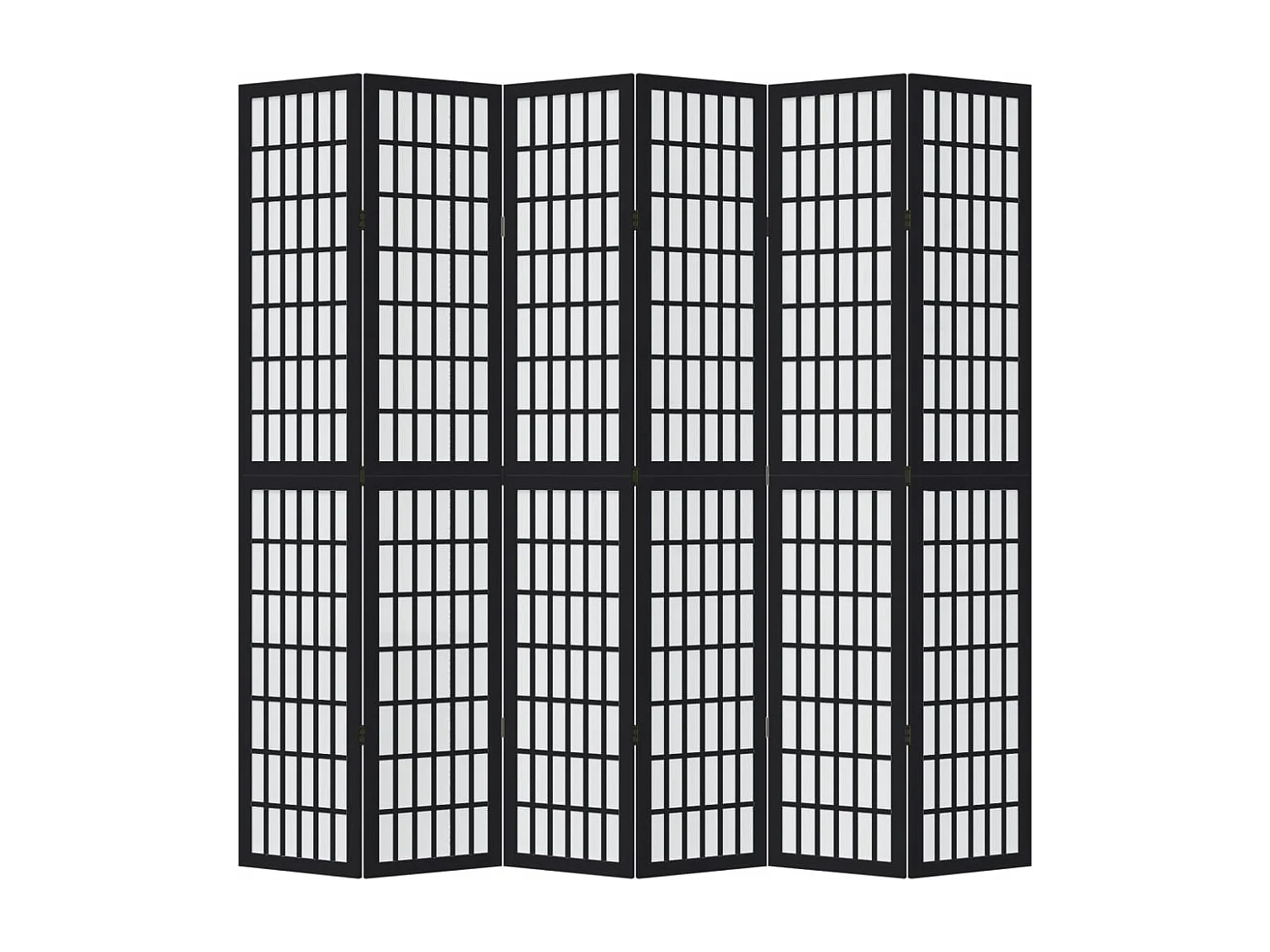 Parete divisoria nera a 6 pannelli in legno massello di paulownia
