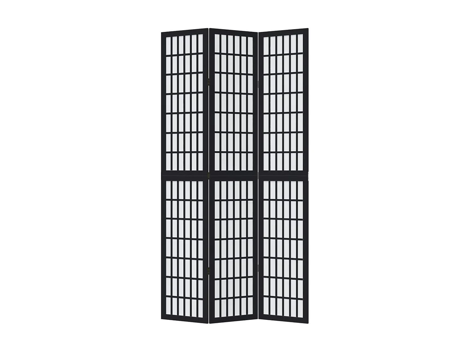 Cloison de séparation 3 panneaux noir bois de paulownia massif
