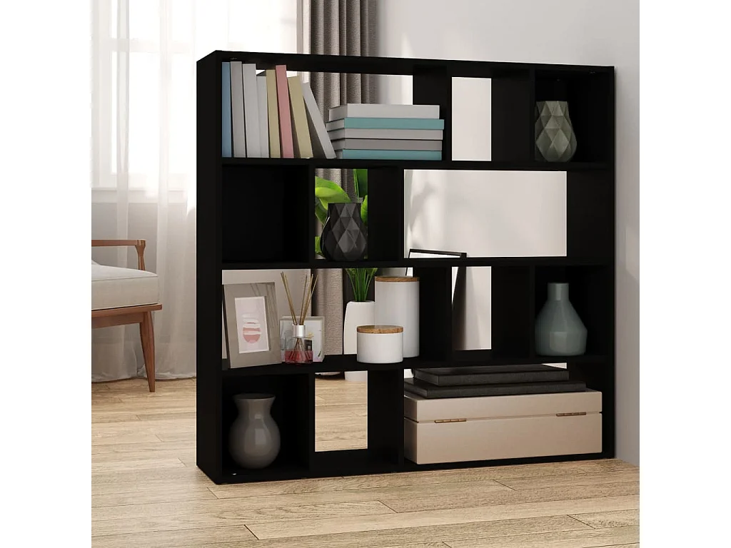 Bücherregal/Trennwand Schwarz 105x24x102 cm