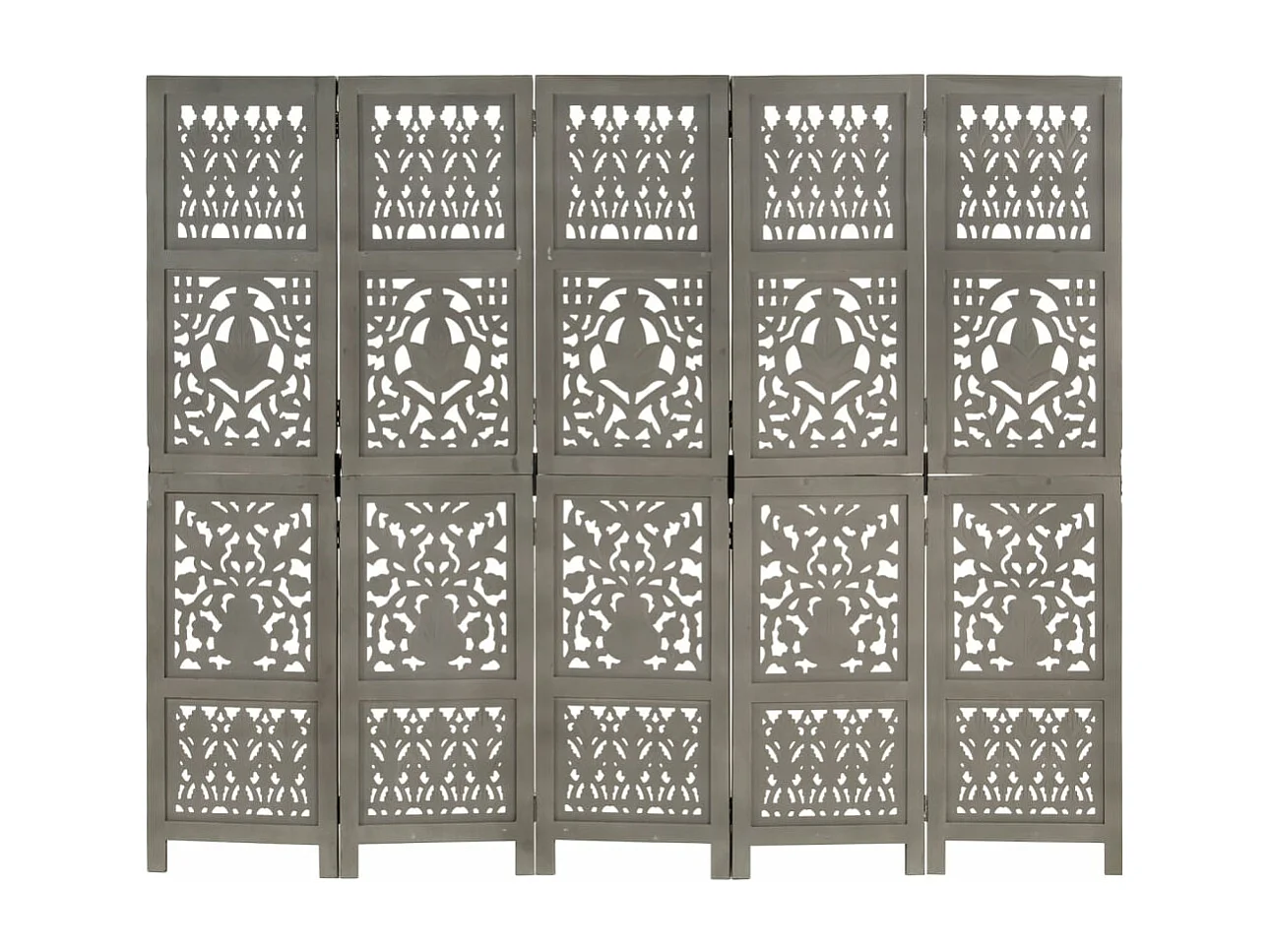 Parede divisória 5 painéis Cinza 200x165 cm Madeira de mangueira