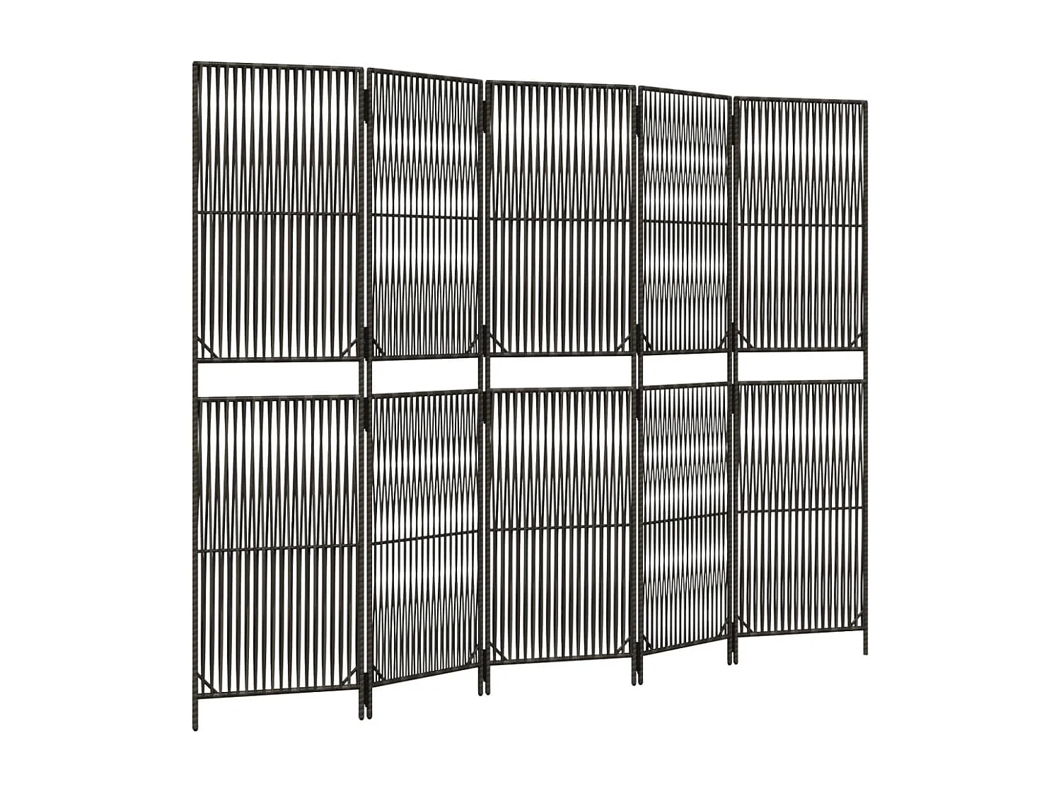 Cloison de séparation 5 panneaux gris résine tressée