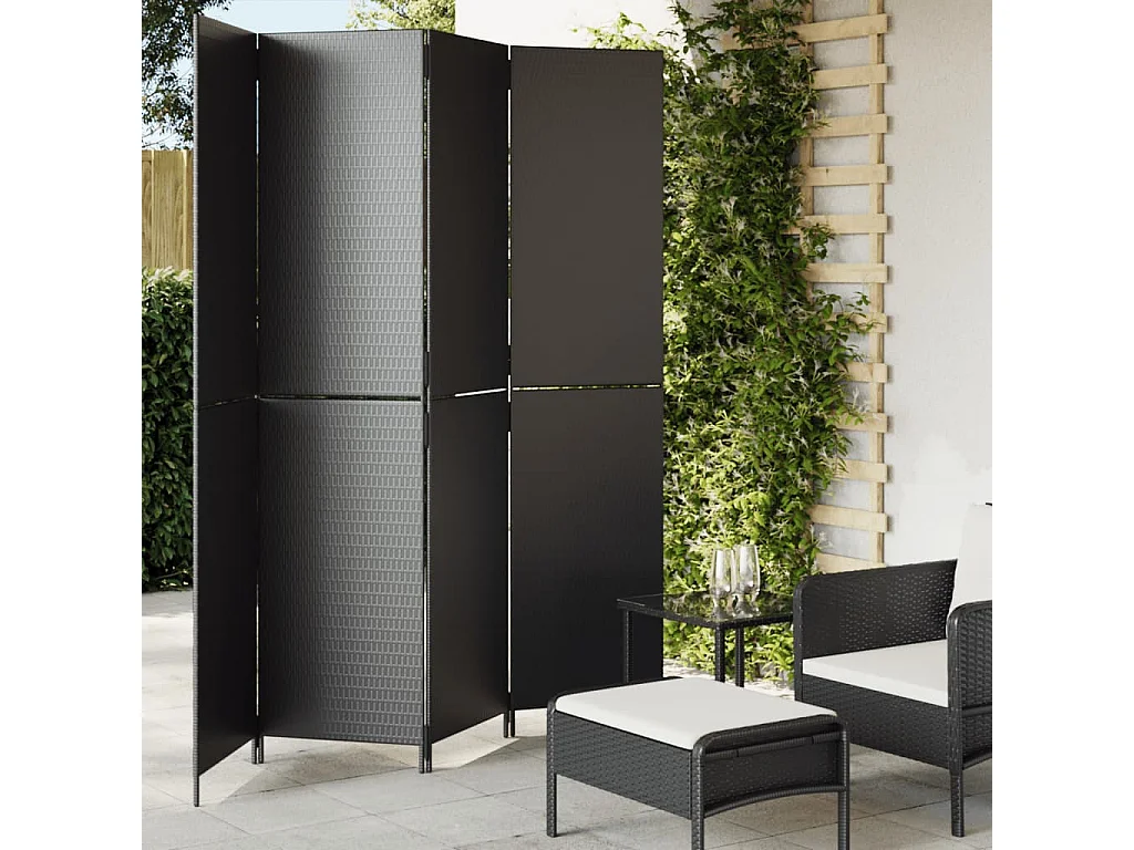 4-teilige Trennwand aus schwarzem Kunstharzgewebe
