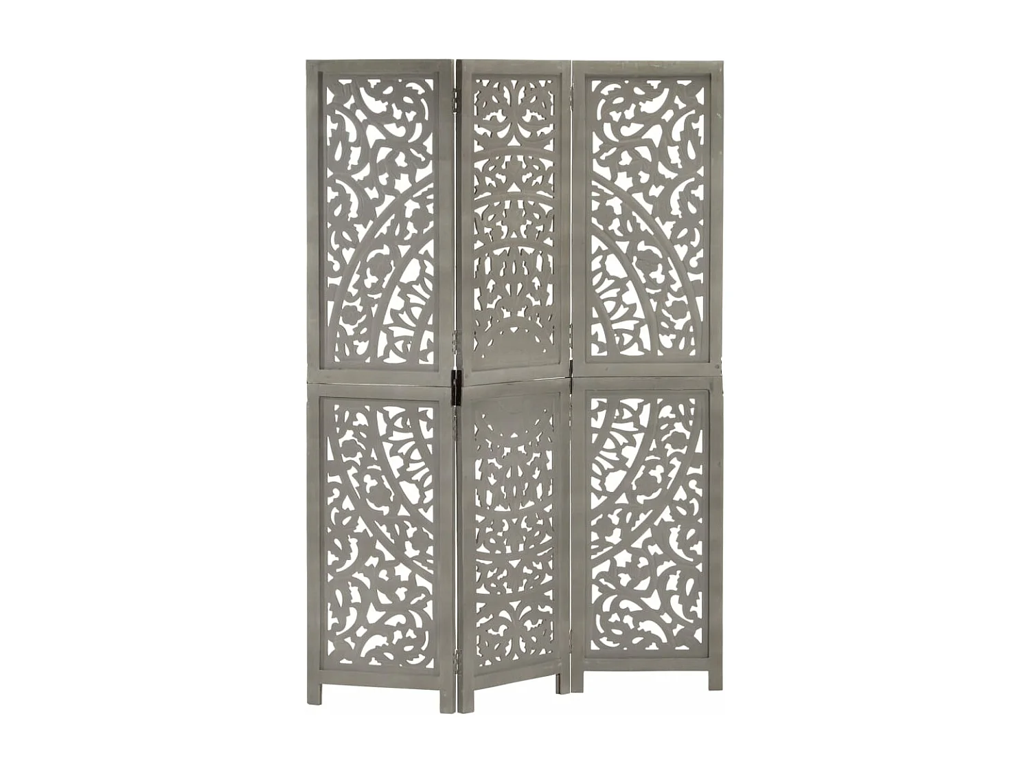 Cloison de séparation 3 panneaux Gris 120x165 cm Bois manguier