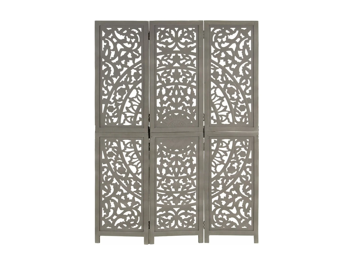 Cloison de séparation 3 panneaux Gris 120x165 cm Bois manguier