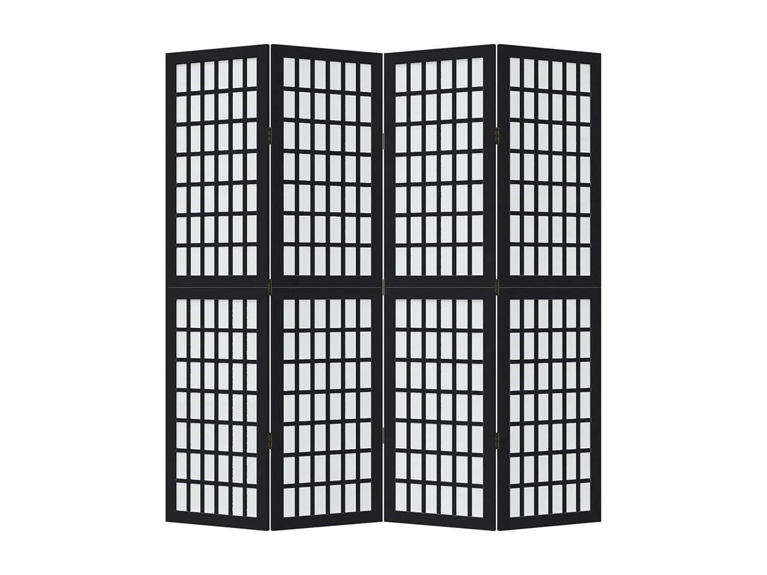 Cloison de séparation 4 panneaux noir bois de paulownia massif