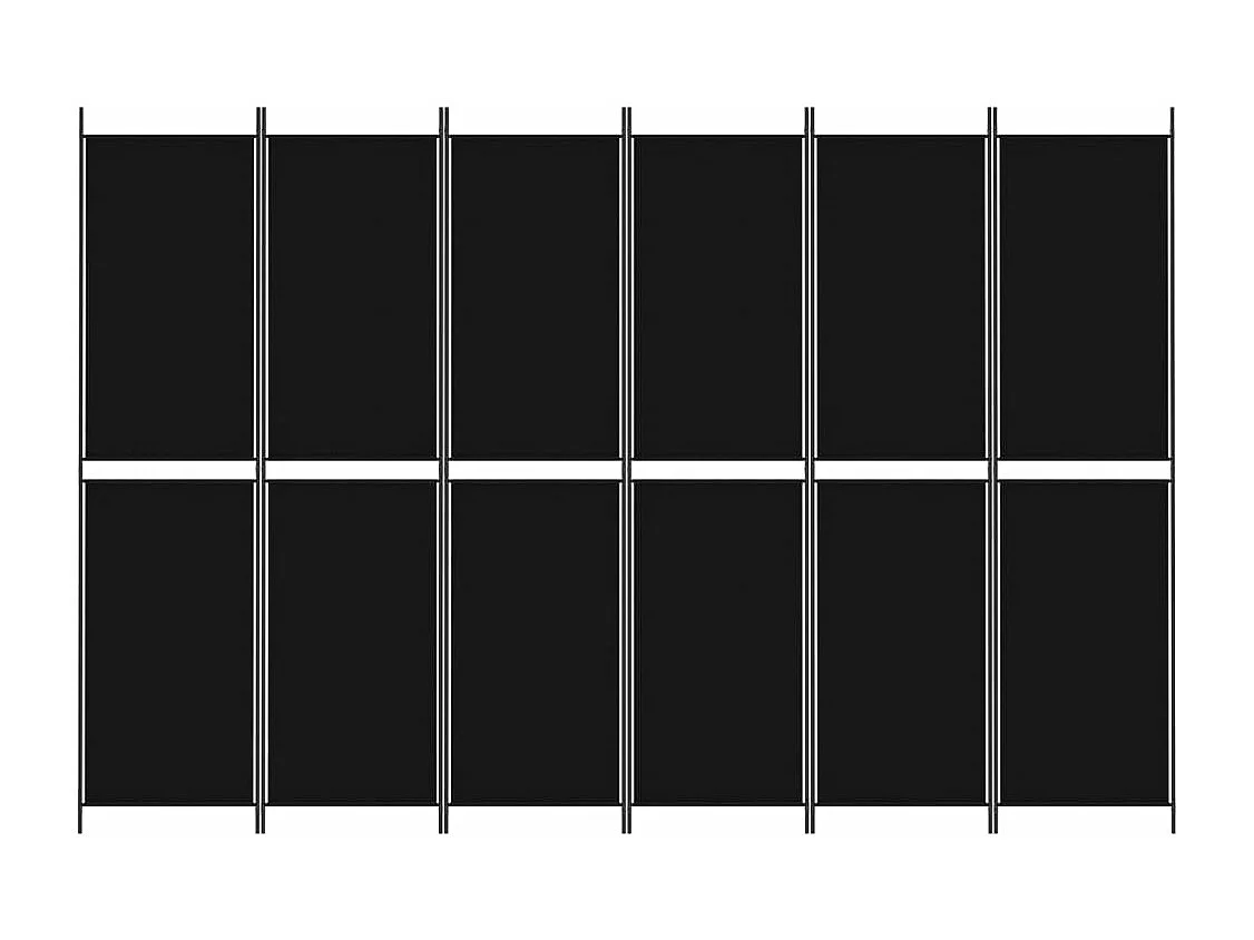 Parete divisoria 6 pannelli Tessuto Nero 300x200 cm