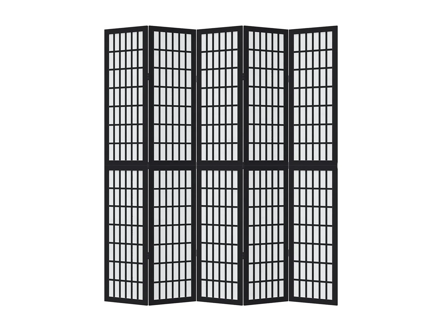 Cloison de séparation 5 panneaux noir bois de paulownia massif