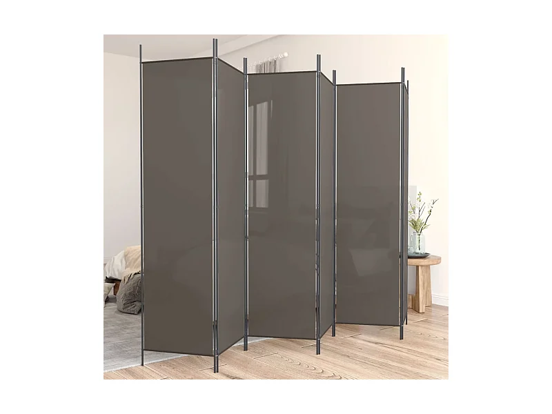 Parete divisoria 6 pannelli Antracite 300x200 cm Tessuto