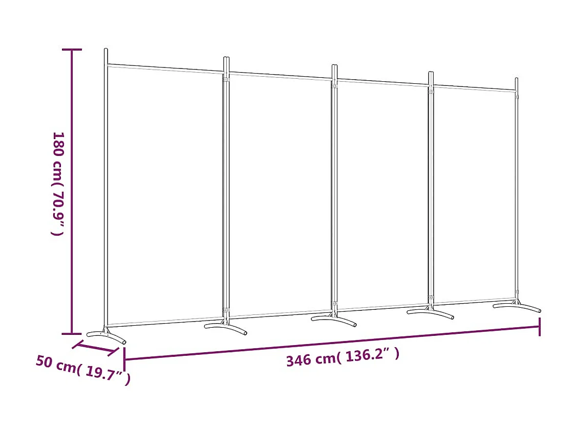 4-teilige Trennwand Anthrazit 346x180 cm Stoff