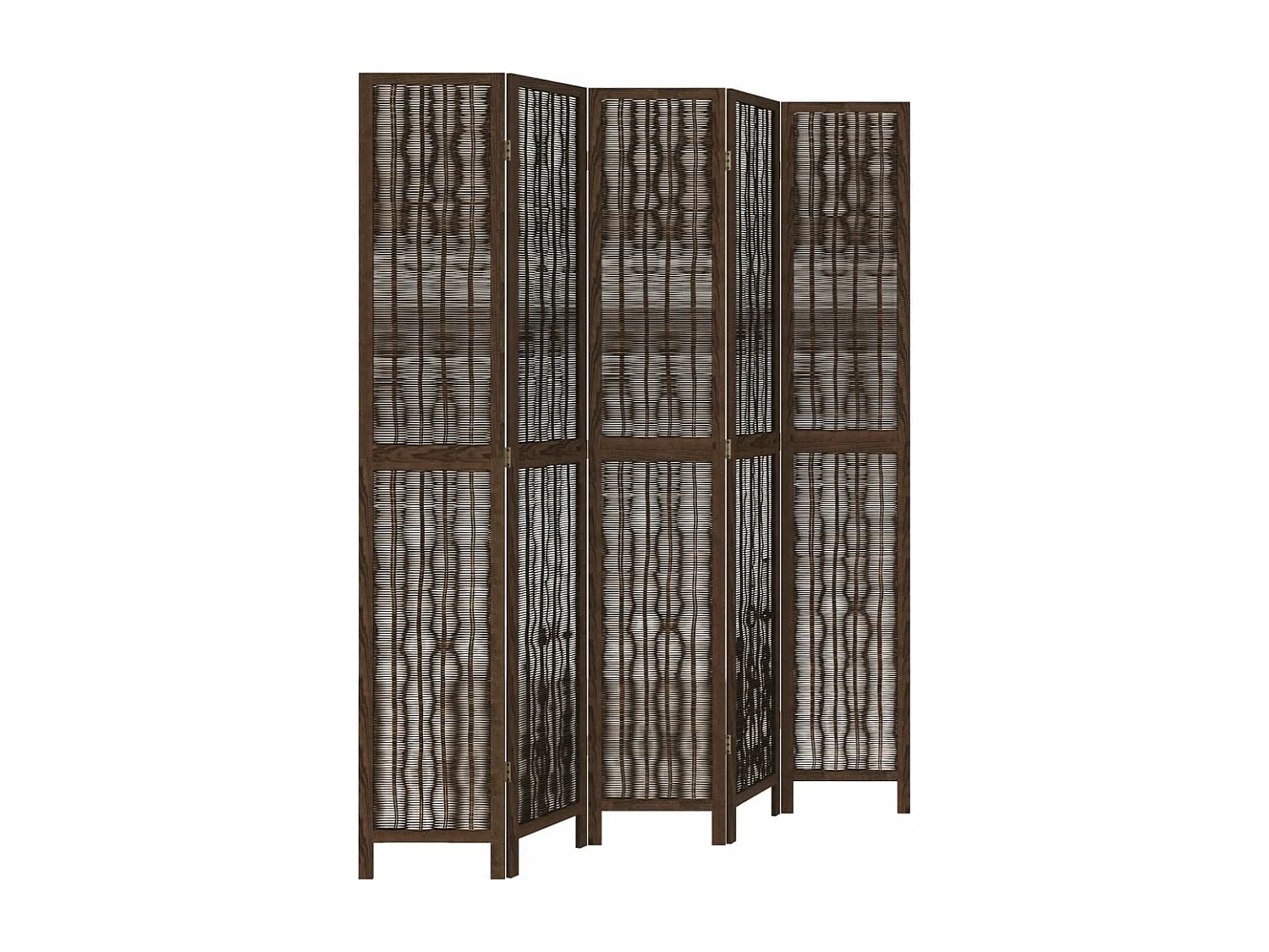 Donkerbruine massieve paulownia scheidingswand met 5 panelen