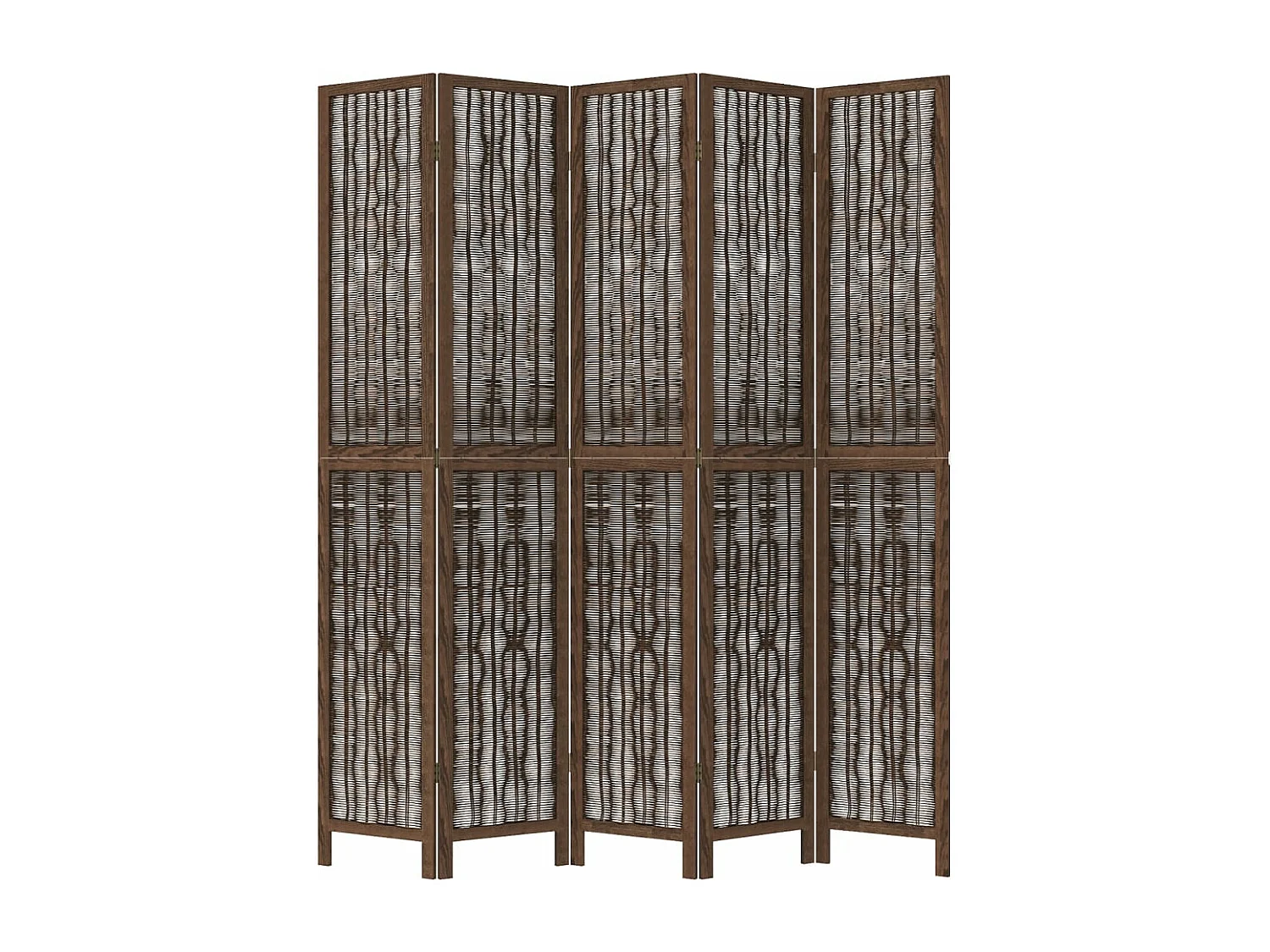 Donkerbruine massieve paulownia scheidingswand met 5 panelen