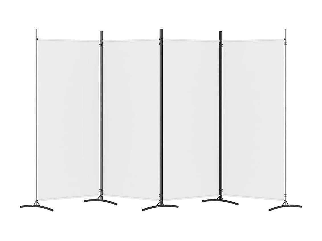 Cloison de séparation 4 panneaux Blanc 346x180 cm Tissu