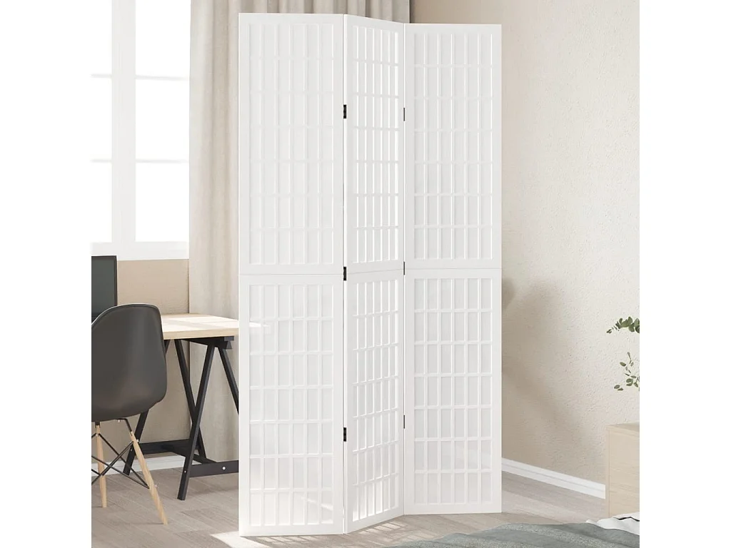 Parete divisoria 3 pannelli in legno massello di paulownia bianco