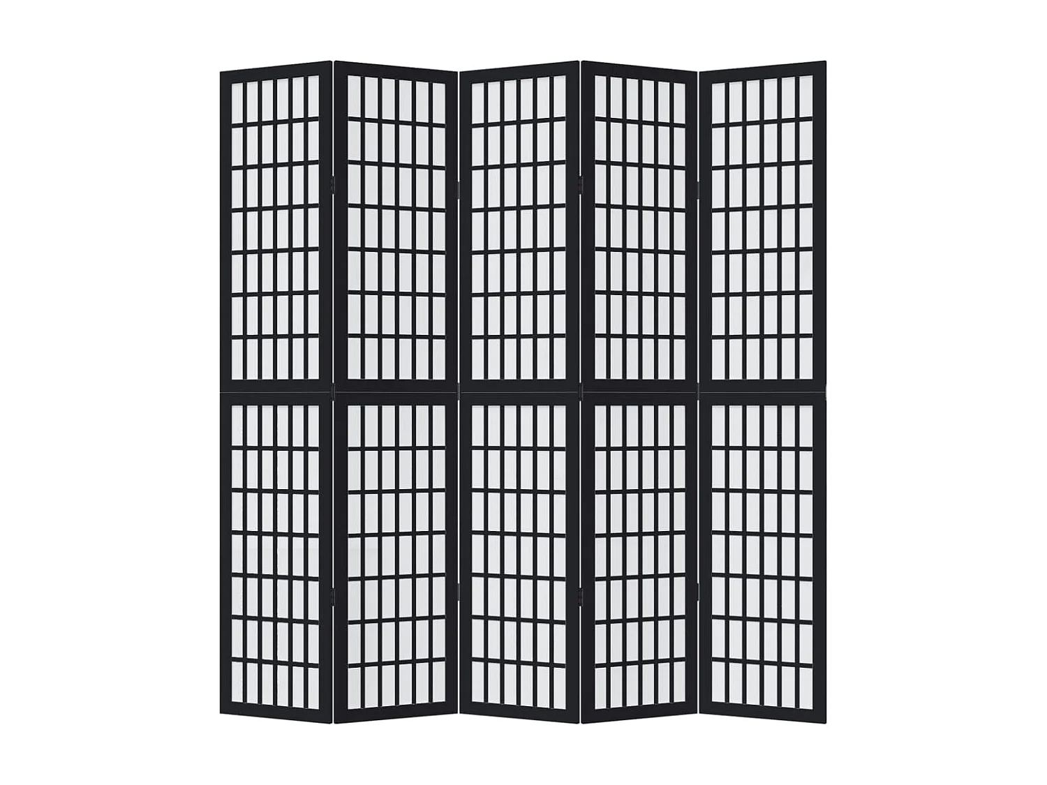 Divisória preta com 5 painéis em madeira maciça de paulownia