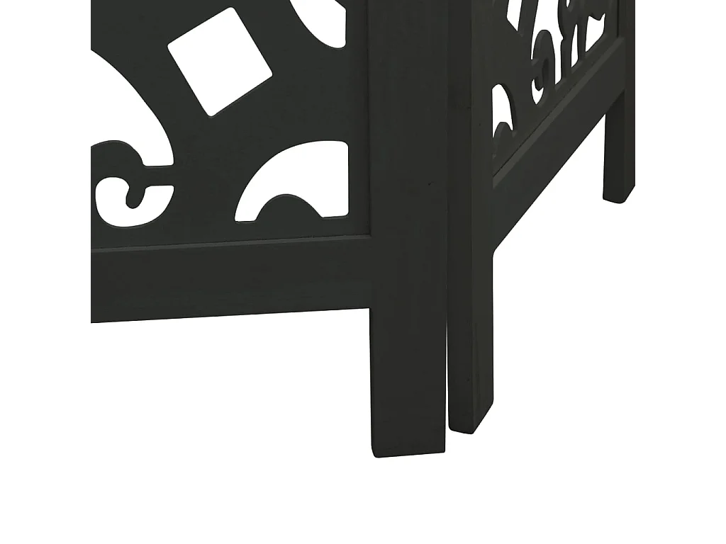 Cloison de séparation 4 panneaux noir bois de paulownia massif