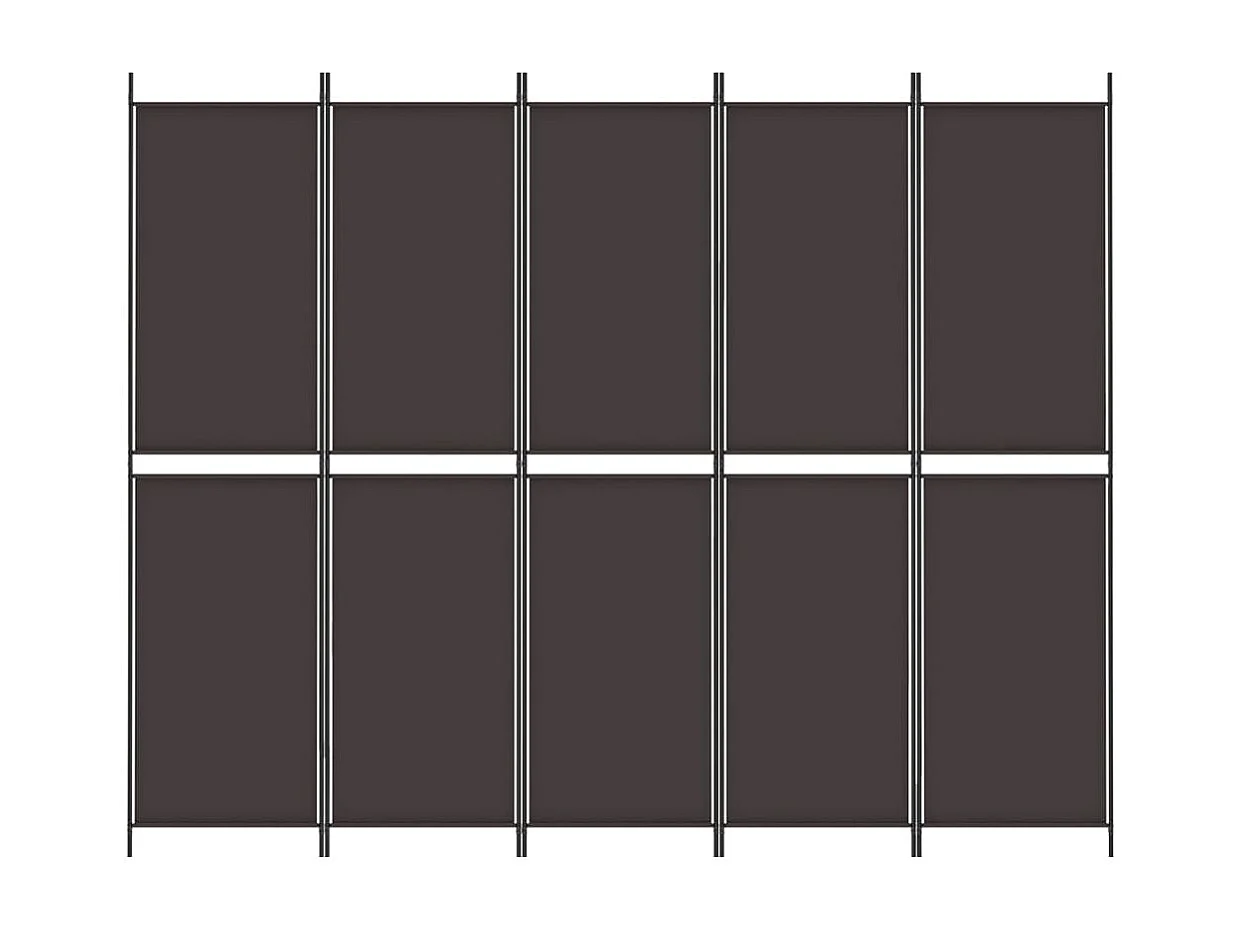 Scheidingswand 5 panelen Bruin 250x200 cm Stof