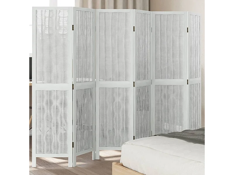 Parede divisória 6 painéis madeira paulownia maciça branca